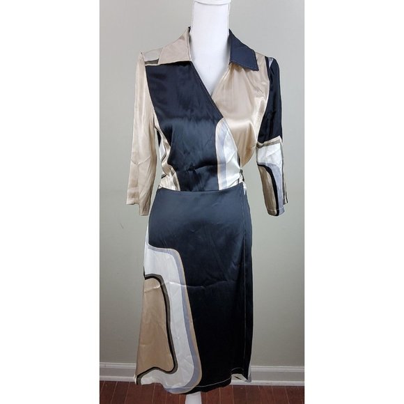 Jean Paul Berlin Women's Geometric Wrap Dress Size 8 US - Picture 2 of 9
